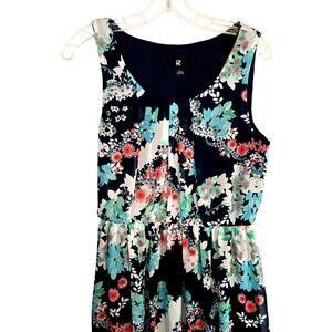 IZ Large Blue Floral Women's Sleeveless Sun Dress Miss Size 12 14 L
